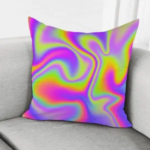 Abstract Holographic Trippy Print Throw Pillow With Inner Home Decor