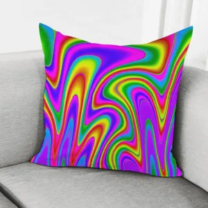 Abstract Neon Trippy Print Throw Pillow With Inner Home Decor