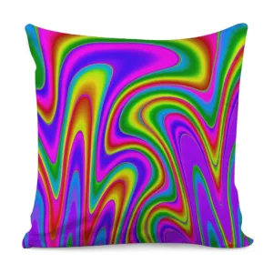 Abstract Neon Trippy Print Throw Pillow With Inner Home Decor
