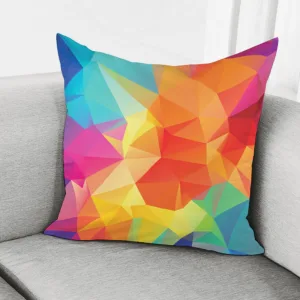 Abstract Polygonal Geometric Print Throw Pillow With Inner Home Decor