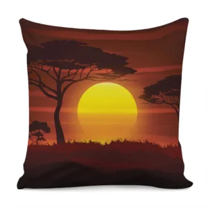 African Savanna Sunset Print Throw Pillow With Inner Home Decor
