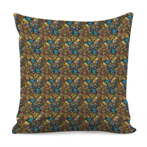 African Totem Masks Pattern Print Throw Pillow With Inner Home Decor