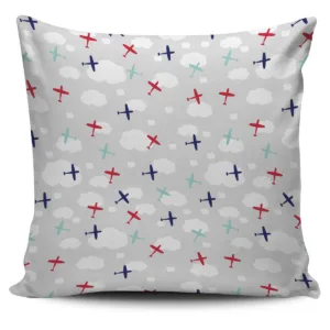 Airplane Cloud Grey Background Throw Pillow With Inner Home Decor