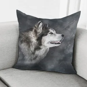 Alaskan Malamute Painting Print Throw Pillow With Inner Home Decor
