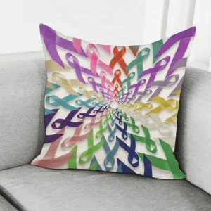All Cancer Awareness Mandala Print Throw Pillow With Inner Home Decor