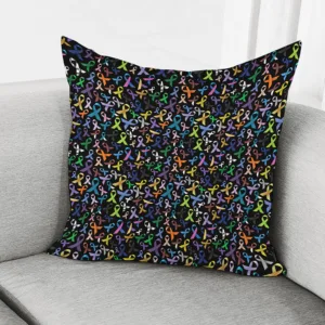 All Cancer Awareness Pattern Print Throw Pillow With Inner Home Decor