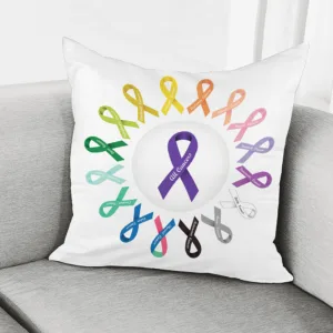 All Cancer Awareness Ribbons Print Throw Pillow With Inner Home Decor