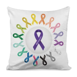 All Cancer Awareness Ribbons Print Throw Pillow With Inner Home Decor